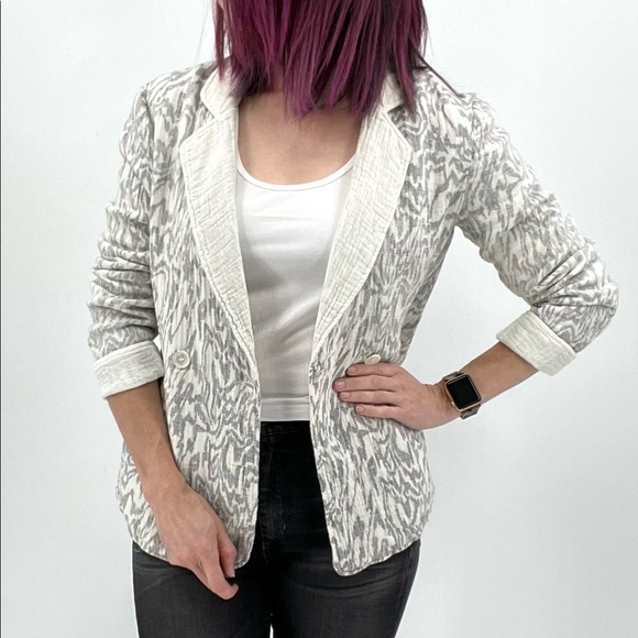 Raquel Allegra Jackets & Blazers - RAQUEL ALLEGRA Moire Printed Gauze Reversible Blazer Jacket Off white S